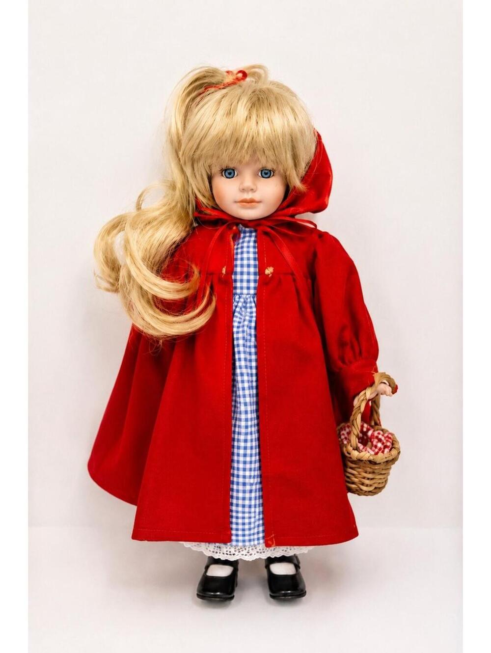 Bradley Little Red Riding Hood Porcelain Doll 13” Blonde Blue Eyes Vintage
